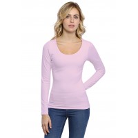 T-shirt col rond doublé devant manches longues en modal ZAZA05