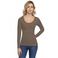 T-shirt col rond doublé devant manches longues en modal ZAZA05