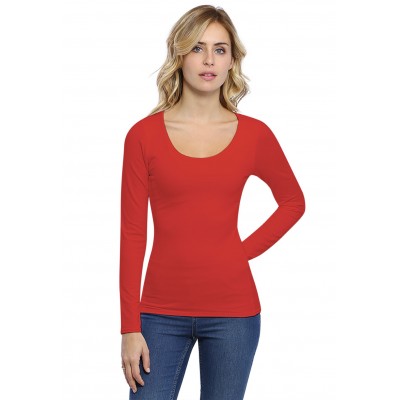 T-shirt col rond doublé devant manches longues en modal ZAZA05