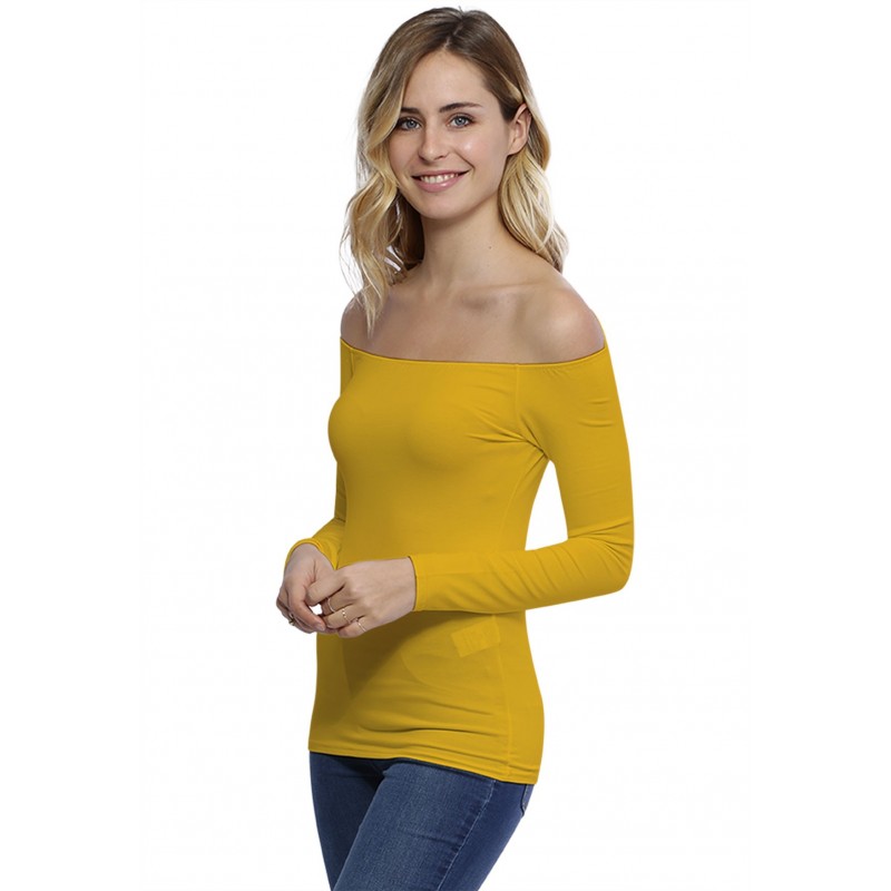 T-shirt épaules nues en modal MANOLO05 T-shirt épaules nues en modal MANOLO05
