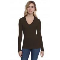 T-shirt col V dentelle manches longues en modal JULIE