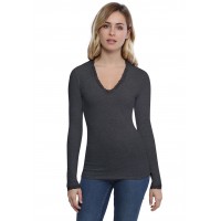 T-shirt col V dentelle manches longues en modal JULIE