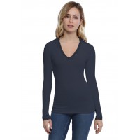 T-shirt col V dentelle manches longues en modal JULIE
