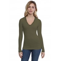 T-shirt col V dentelle manches longues en modal JULIE