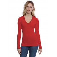 T-shirt col V dentelle manches longues en modal JULIE