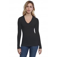 T-shirt col V dentelle manches longues en modal JULIE