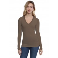 T-shirt col V dentelle manches longues en modal JULIE