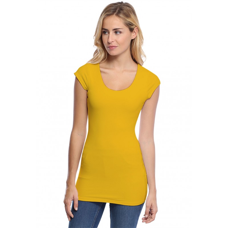 T-shirt long col rond manches courtes capes en modal ZAZA07 T-shirt long col rond manches courtes capes en modal ZAZA07