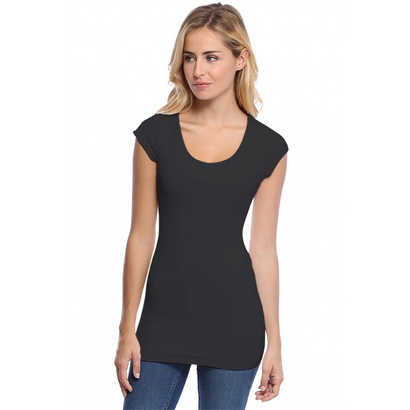 T-shirt long col rond manches courtes capes en modal ZAZA07 T-shirt long col rond manches courtes capes en modal ZAZA07