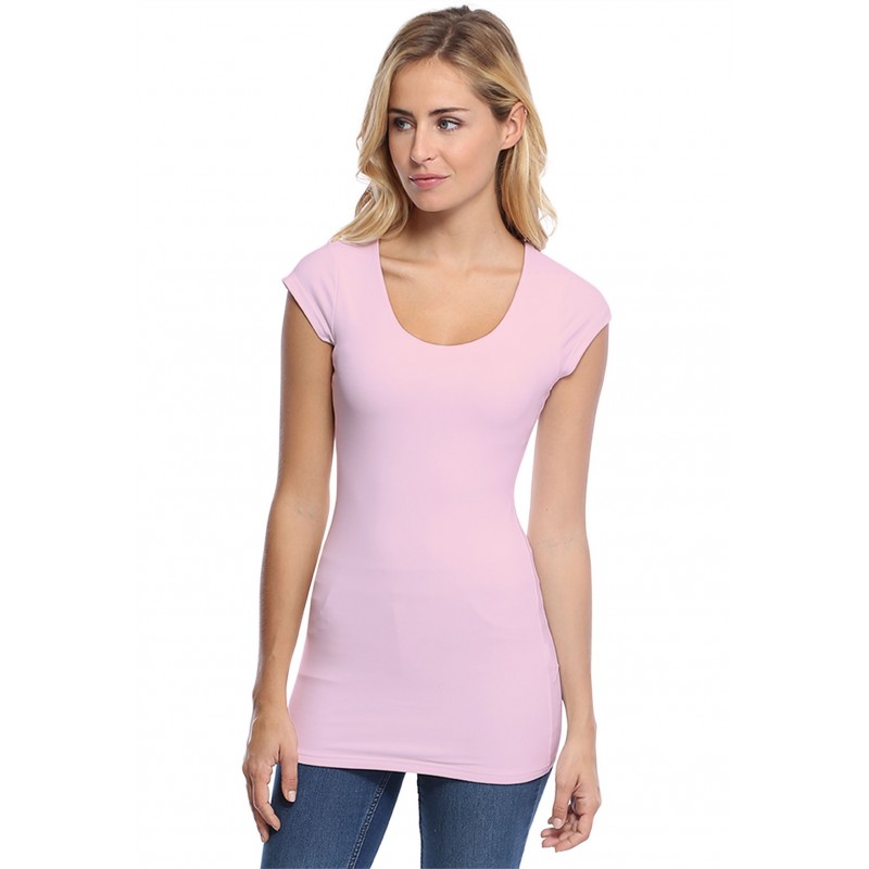 T-shirt long col rond manches courtes capes en modal ZAZA07 T-shirt long col rond manches courtes capes en modal ZAZA07