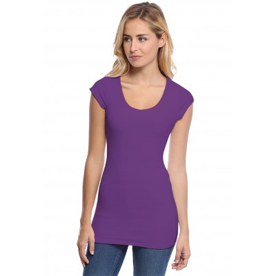 T-shirt long col rond manches courtes capes en modal ZAZA07