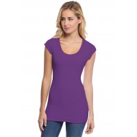 T-shirt long col rond manches courtes capes en modal ZAZA07