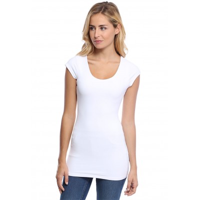 T-shirt long col rond manches courtes capes en modal ZAZA07