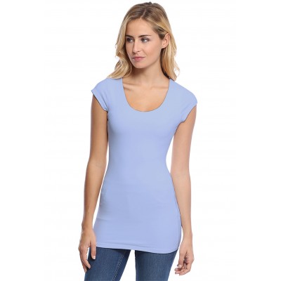 T-shirt long col rond manches courtes capes en modal ZAZA07