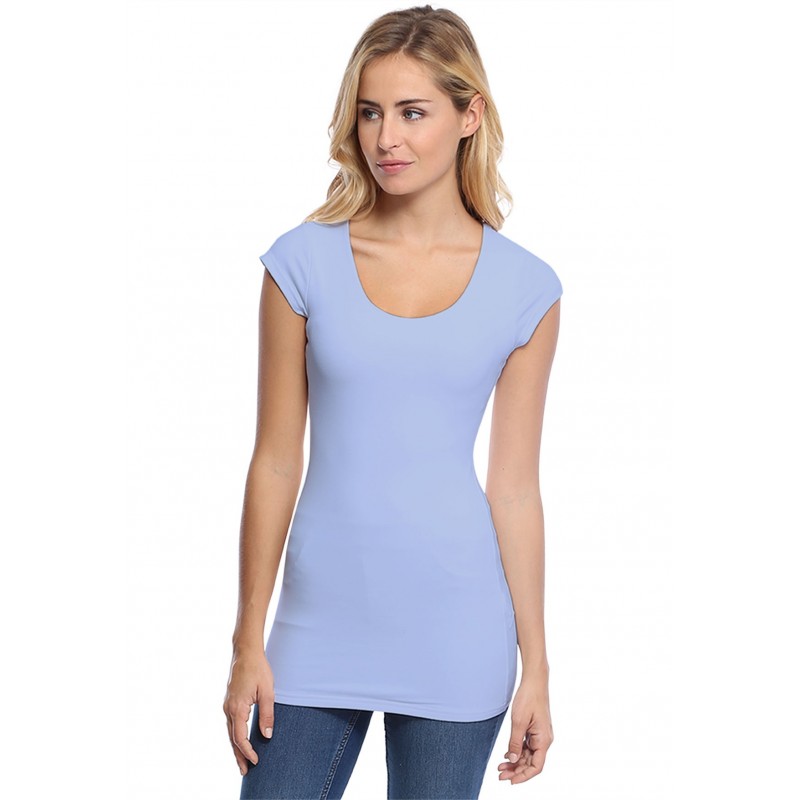 T-shirt long col rond manches courtes capes en modal ZAZA07 T-shirt long col rond manches courtes capes en modal ZAZA07