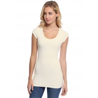 T-shirt long col rond manches courtes capes en modal ZAZA07