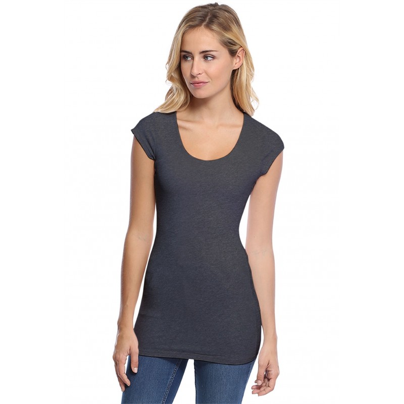 T-shirt long col rond manches courtes capes en modal ZAZA07 T-shirt long col rond manches courtes capes en modal ZAZA07