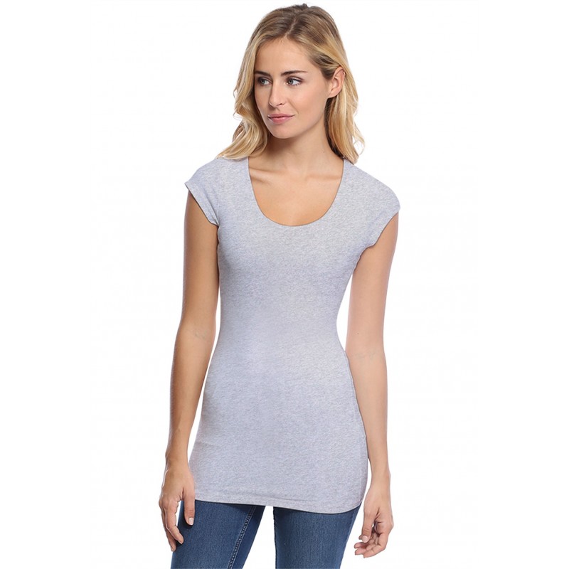 T-shirt long col rond manches courtes capes en modal ZAZA07 T-shirt long col rond manches courtes capes en modal ZAZA07
