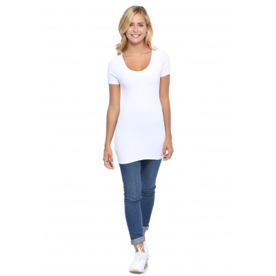 T-shirt long col rond manches courtes en modal ZAZA08