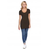 T-shirt long col rond manches courtes en modal ZAZA08