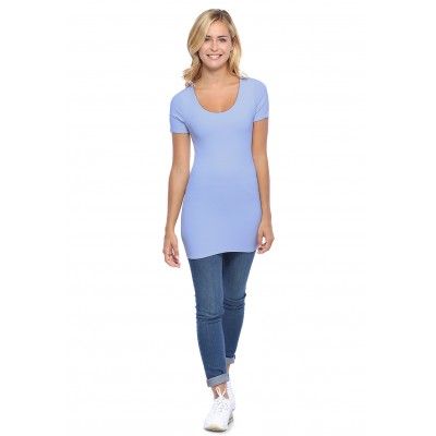 T-shirt long col rond manches courtes en modal ZAZA08