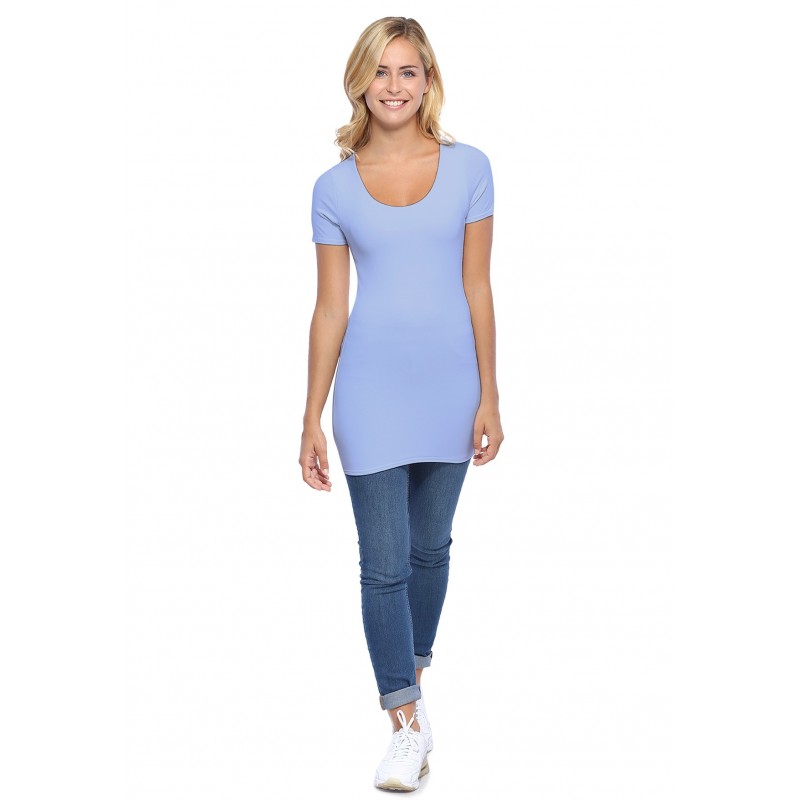 T-shirt long col rond manches courtes en modal ZAZA08 T-shirt long col rond manches courtes en modal ZAZA08