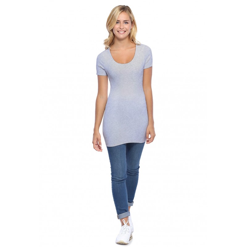 T-shirt long col rond manches courtes en modal ZAZA08 T-shirt long col rond manches courtes en modal ZAZA08