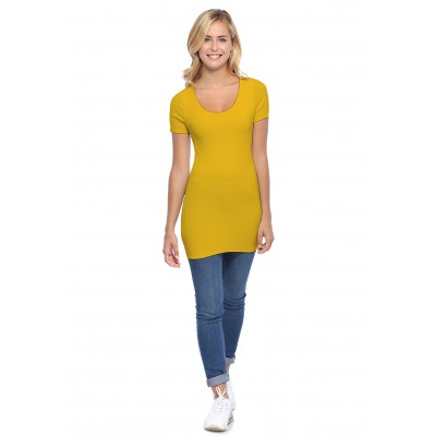 T-shirt long col rond manches courtes en modal ZAZA08