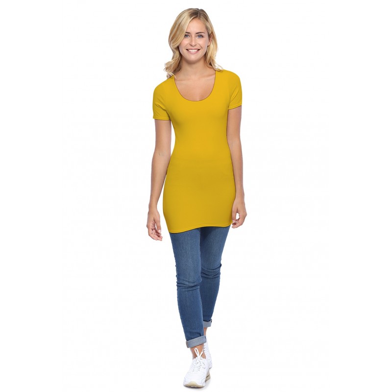 T-shirt long col rond manches courtes en modal ZAZA08 T-shirt long col rond manches courtes en modal ZAZA08