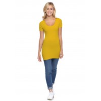 T-shirt long col rond manches courtes en modal ZAZA08