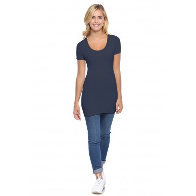 T-shirt long col rond manches courtes en modal ZAZA08