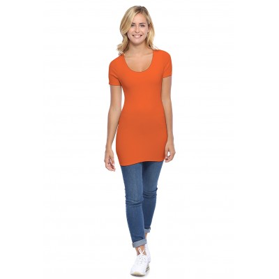 T-shirt long col rond manches courtes en modal ZAZA08