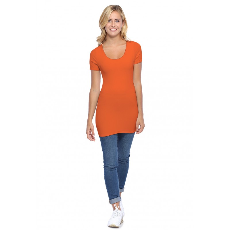 T-shirt long col rond manches courtes en modal ZAZA08 T-shirt long col rond manches courtes en modal ZAZA08