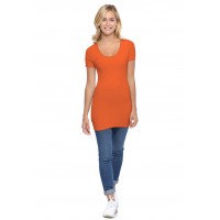 T-shirt long col rond manches courtes en modal ZAZA08