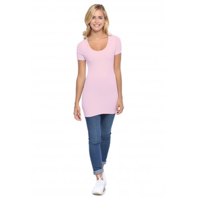 T-shirt long col rond manches courtes en modal ZAZA08