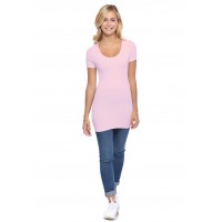 T-shirt long col rond manches courtes en modal ZAZA08