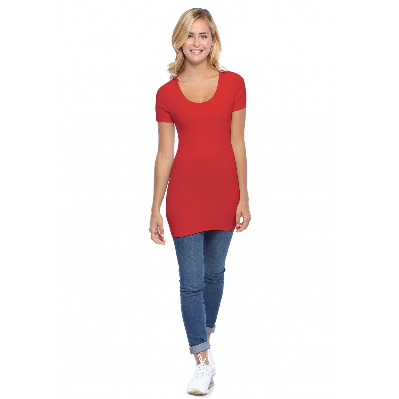 T-shirt long col rond manches courtes en modal ZAZA08 T-shirt long col rond manches courtes en modal ZAZA08