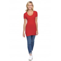 T-shirt long col rond manches courtes en modal ZAZA08