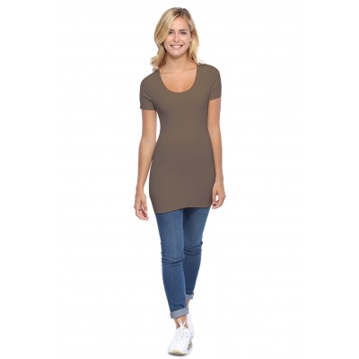 T-shirt long col rond manches courtes en modal ZAZA08