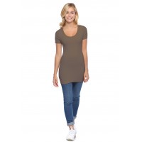 T-shirt long col rond manches courtes en modal ZAZA08