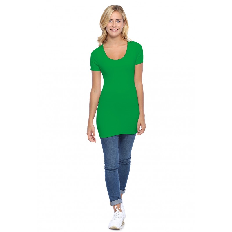 T-shirt long col rond manches courtes en modal ZAZA08 T-shirt long col rond manches courtes en modal ZAZA08