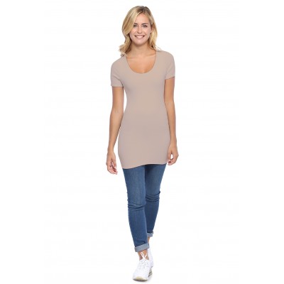T-shirt long col rond manches courtes en modal ZAZA08