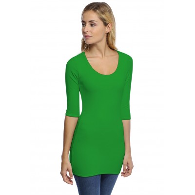 T-shirt long col rond doublé devant manches 3-4 en modal ZAZA09