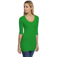 T-shirt long col rond doublé devant manches 3-4 en modal ZAZA09