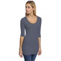T-shirt long col rond doublé devant manches 3-4 en modal ZAZA09