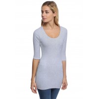 T-shirt long col rond doublé devant manches 3-4 en modal ZAZA09