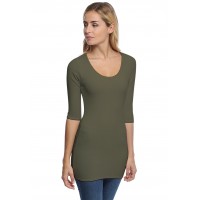 T-shirt long col rond doublé devant manches 3-4 en modal ZAZA09