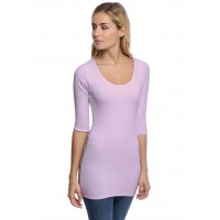 T-shirt long col rond doublé devant manches 3-4 en modal ZAZA09