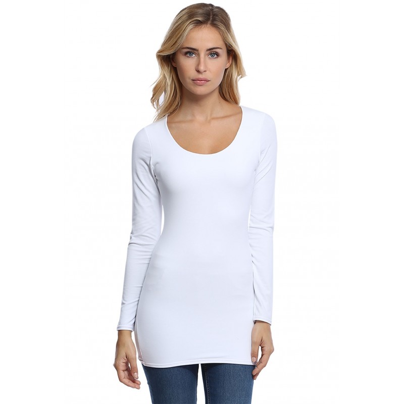 T-shirt long col rond doublé devant manches longues en modal ZAZA10 T-shirt long col rond doublé devant manches longues en modal ZAZA10