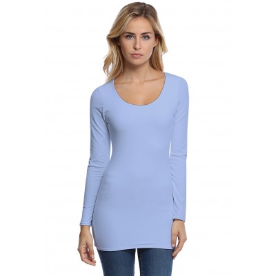 T-shirt long col rond doublé devant manches longues en modal ZAZA10